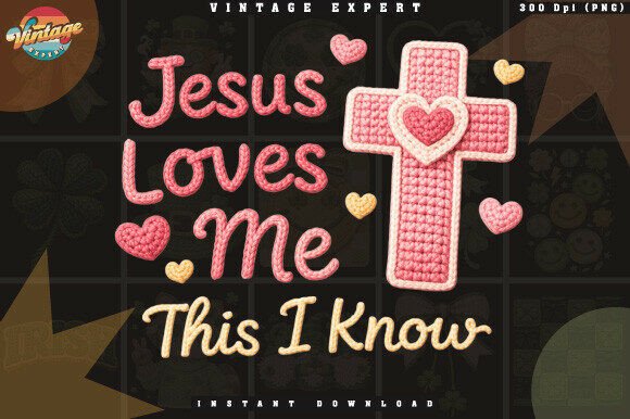 Download Jesus Loves Me Faux Yarn Crochet PNG - Crochet png Collection
