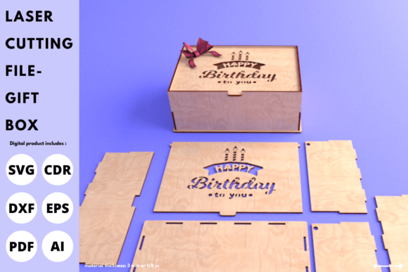 Download Birthday Gift Box with Lid | Laser Cut - Birthday gift Collection