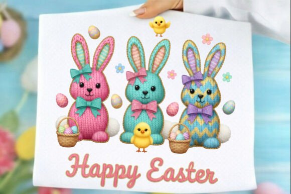 Download Happy Easter Bow Bunny Crochet Png - Crochet png Collection
