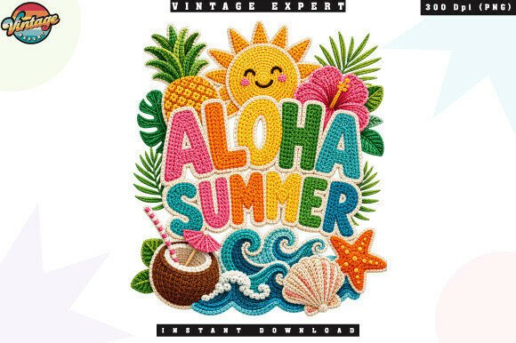 Download Aloha Summer Beach Vibes Crochet PNG - Crochet png Collection