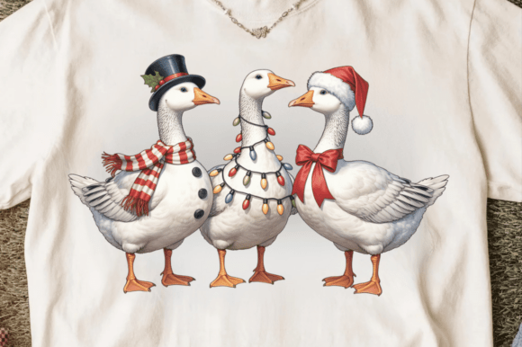Download Vintage Christmas Cute Goose Png Clipart - Christmas Collection